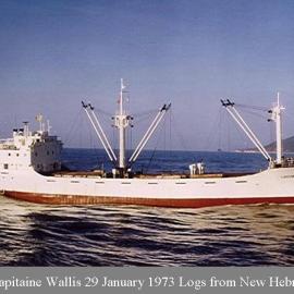 Capitaine Wallis carrying logs from New Hebrides, 29 Jan 1973.