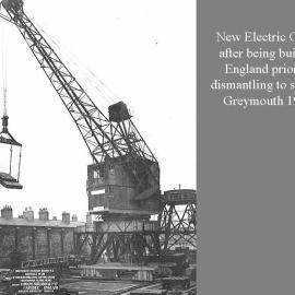 New electric crane pior to dismantling  to ship from Carlisle, England to Greymouth 1954.