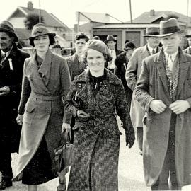 Spectators heading into the Park for the Springboks Match,Greymouth.1937.