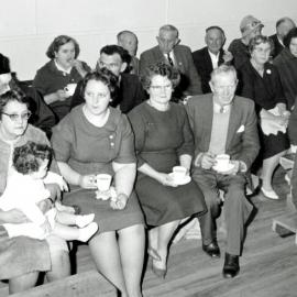 Gathering for for the retirement of the Head Teacher Bill Maher,Camerons School Hall.ca.1960`s.