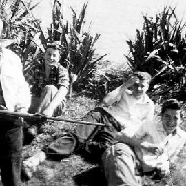 Noel Wrecka Prescott with rifle, mid 1950s.