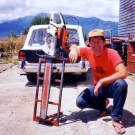 The old Triumph 2000 at Peter Wrights near Hari Hari.  1980s.