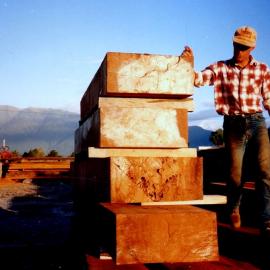 Pete Wright at his place on Wanganui Flat Rd, HariHari.1980`s.