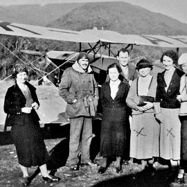 James Cuthbert (Bert) Mercer, aviator, with Fox Moth ZK-AEK and friends, Haast.ca.1936.