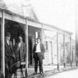 Outside the Shamrock Hotel, Addisons Flat, Buller.