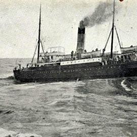 S.S Mapourika crossing the Grey bar . 1905.