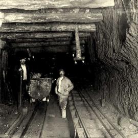 Miners down a coal shaft.ca.1903.