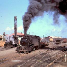 We 377 leaving Greymouth on train 877. January,1963.