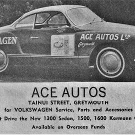 Ace Autos advertisement, Greymouth.