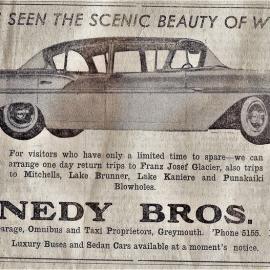 Advertisement for Kennedys Bros Ltd, Greymouth.