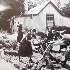 Chopping wood at Arthur's Pass
