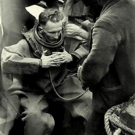 Jack Godfrey preparing for a dive, Greymouth,1950.     -2 PHOTOS-
