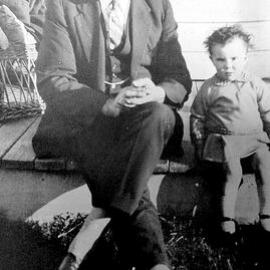 Martin Mc`Enaney and  niece Mary Roberts on the the veranda of his house in Threadneedle St. Greymouth.