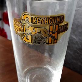 Glass from the Greyhound Hotel,Arahura. D.L. Scott (Proprietor) .