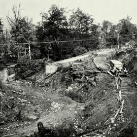 A temporary deviation formed at Clay Bank near Murchison. 1929.