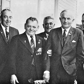 ANZAC Day at Greymouth. All men fought WWII. Date unknown.
