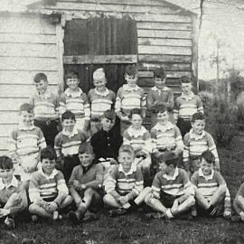 Rugby team,taken at the Old Rec, Kumara. 1950-51.