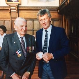 Jack Hinton and Colin Tuck at Charles Uphams funeral,1994.