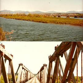 Old bridge across Hokitika River.  -2 PHOTOS-