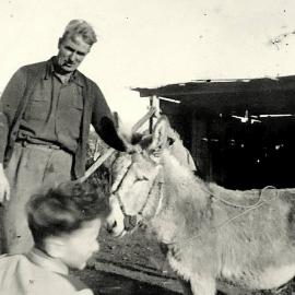 Claude Hartill with his son Tom Hartill at Millie Barrett`s place,Moonlight.1956.