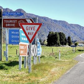 "Sorry Officer, which sign did I miss" -  Lake Brunner Road .2011.