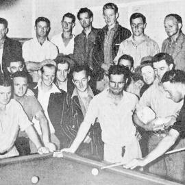 Men at Haast Camp enjoying an evening`s recreation.1938.