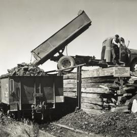 Coal being loaded into railway wagons at Rapahoe.ca.1960`s.