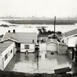 Cobden backyard during a Grey River flood in 1950
