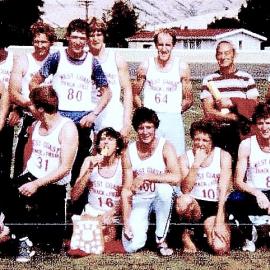   The victorious West Coast Track and Field Team, Mahar Cup, Blenheim. 1981.