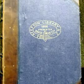 Book presented to Reefton Library by David Ziman, 1896.
