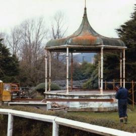 Rotary members restoring the Band Rotunda, Dixon Park,Greymouth.