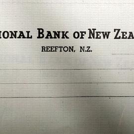 Old National Bank, Reefton deposit slip.
