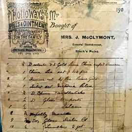 Mrs J. McClymont, storekeeper, Blacks Point.