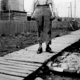 Tuck family of Nelson Creek : Frederick Stanley Tuck (Pap) in a funny mood - aged 60 - 1949.