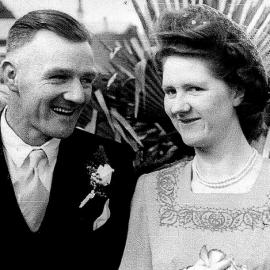 Lew Tuck & Celia , Nelson Creek - Wedding day 1947.