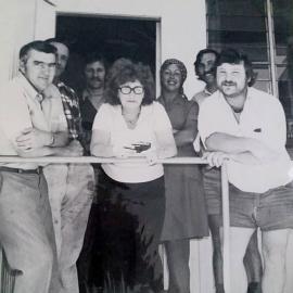 Truck drivers outside Berlins, Buller Gorge