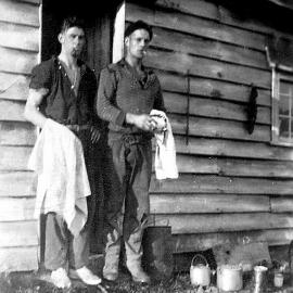 Jack Burrows & Ernie Tuck at Slatey Creek Mill 1935.
