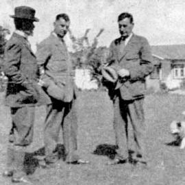 Three leading alpine guides/mountaineers at Franz Josef Glacier Hotel.ca.1935