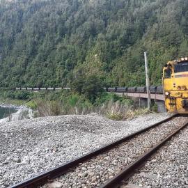 Loaded coal train at Cascade, Buller Gorge.2019.