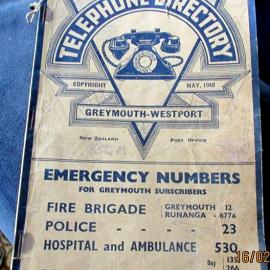 Greymouth Telephone Directory found at the Cobden Dump.