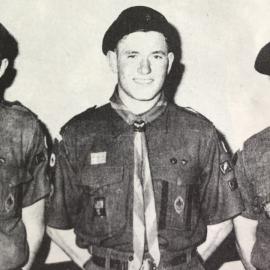 Graeme Forsyth,Peter Currie, Jeffery Champion - Scouts getting Queen Scout certificate and badges.