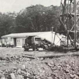 Pile driving for new bridge near Paringa .1960.