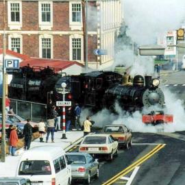Ex NZR Ab 663 Mainline steam trust "Midland Mountaineer" departing Greymouth.2002.