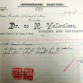 Receipted invoice to Bob Yellowlees of Reefton, 12th July 1938.