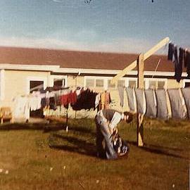 Hanging out the washing and Hostel weekend ‘work’ - Grey High School Hostel.1978.  - 2 PHOTOS -