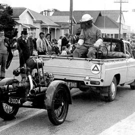 NZ Forest Service - Hokitika Fire Depot at Hokitika Christmas Parade late 1970s.