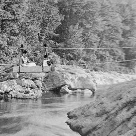 A precarious crossing of the Buller River by flying fox