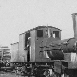 Load of Silver Pine posts leaving or arriving at  the NZR siding, Kotuku.1930. *PHOTO ALBUM*