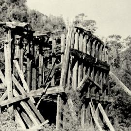 Remains of the Cascade coalmine bins . Dec 1973.