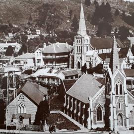 Greymouth 1930s - St Paul's Methodist Church and St Patrick's Catholic Church